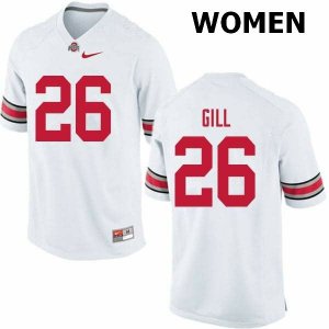 Women's Ohio State Buckeyes #26 Jaelen Gill White Nike NCAA College Football Jersey New IGL8444XY